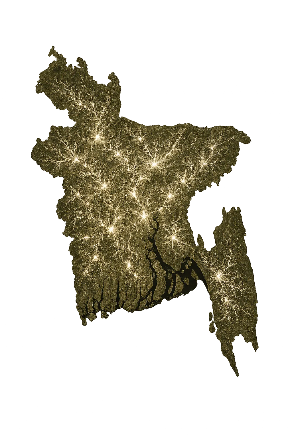 Bangladesh formed from a glowing grower network